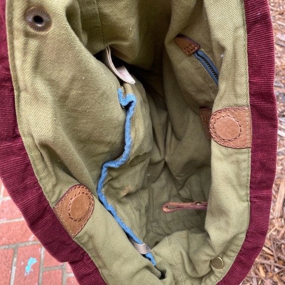 Cotton & leather LUCKY BRAND bag! Cute floral stitching! Unique colors- FUN/ EUC - Picture 12 of 16